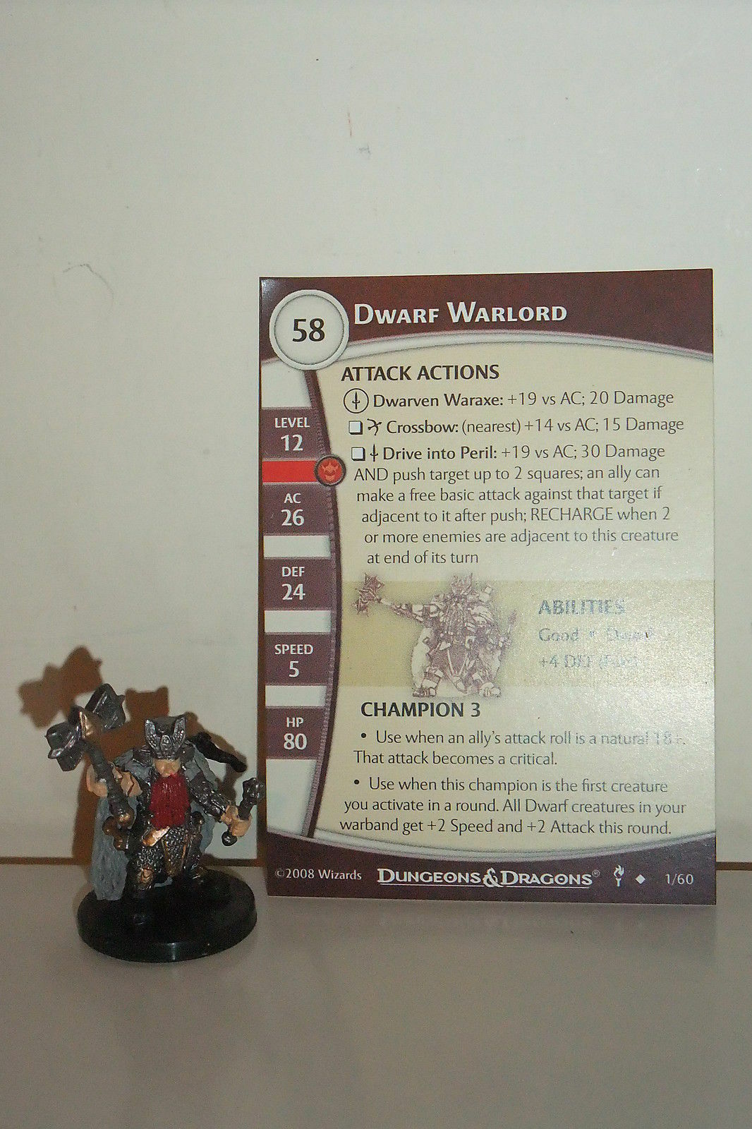 Dungeons & Dragons Miniatures DWARF WARLORD - Dungeons of Dread (Cod. D&D 68) Du