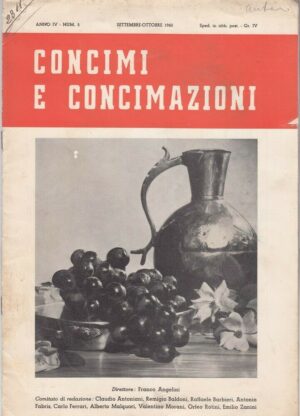 Rivista CONCIMI E CONCIMAZIONI n. 5 Settembre - Ottobre 1960 ed. Angelini
