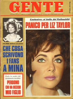Rivista GENTE Anno 1968 n.51. i fans di Mina, panico per Liz Taylor