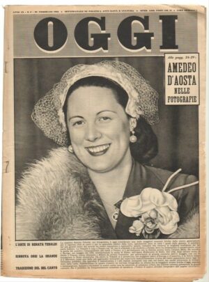 Rivista OGGI Anno 1953 n. 9 del 26 Febbraio - In copertina Renata Tebaldi