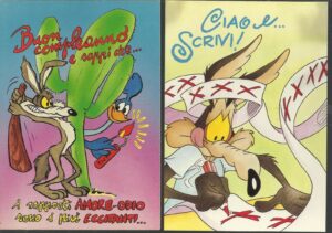 LOTTO 2 CARTOLINE BIP BIP WILLY IL COYOTE Warner Bros (non viaggiate) Mod.42