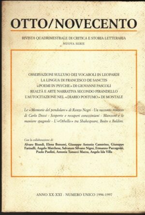 OTTO/NOVECENTO Rivista Quadrimestrale Anno XX-XXI Numero Unico 1996-1997