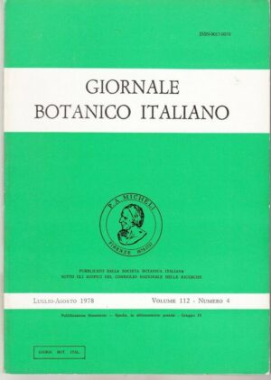 Giornale Botanico Italiano vol. 112 n. 4 Anno 1978 Luglio - Agosto
