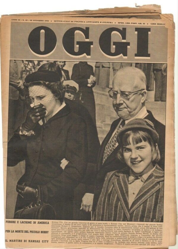 Rivista-OGGI-Anno-1953-n-43-del-22-Ottobre-Copertina-Funerale-Bobby-Greenlease-123018887675