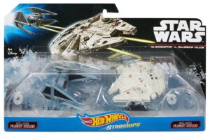 TIE INTERCEPTOR vs MILLENNIUM FALCON Star Wars Starships DML96 Hot Wheels