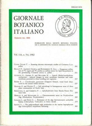 Giornale Botanico Italiano vol. 116 n. 5 - 6 Anno 1982 Settembre - Dicembre
