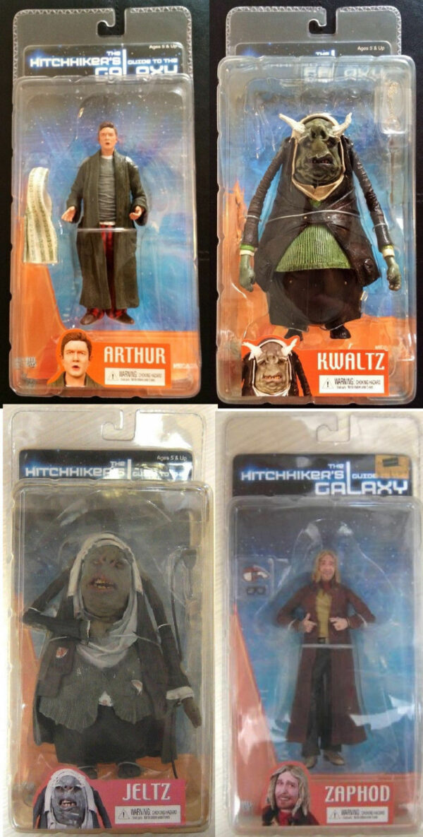Hitchhikers-Guide-to-the-Galaxy-SET-4-FIGURES-ARTHUR-ZAPHODGUIDA-GALATTICA-122700559326