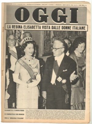Rivista OGGI Anno 1961 n. 19 del 11 Maggio -In copertina Elisabetta d'Ingliterra