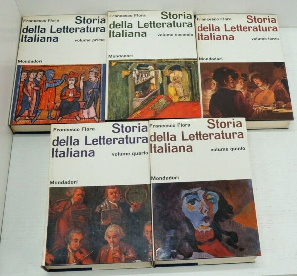 STORIA-DELLA-LETTERATURA-ITALIANA-n-5-volumi-di-Flora-ed-1964-Mondadori-123992824736