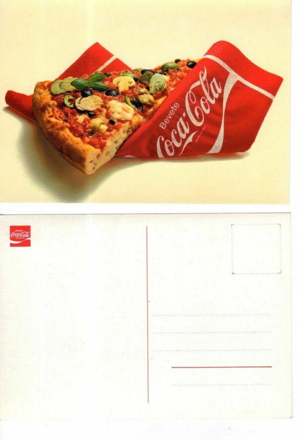 CARTOLINA-POSTCARD-ORIGINALE-COCA-COLA-fine-1970-pizza-120991471887