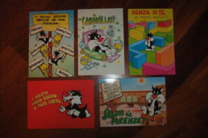 LOTTO 5 CARTOLINE GATTO SILVESTRO anni 80 e 90 (non viaggiate) Mod.47