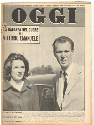 Rivista OGGI Anno 1961 n. 13 del 30 Marzo - In copertina il principe e Dominique