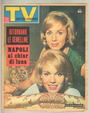 TV Sorrisi e Canzoni anno 1964 n. 12 - 22 Marzo in copertina Le Gemelle Kessler