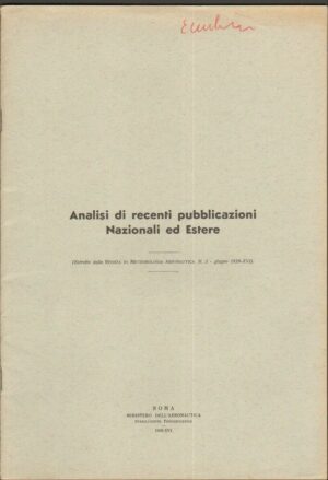 ANALISI DI RECENTI PUBBLICAZIONI NAZIONALI ED... Meteorologia Aeronautica 1938
