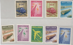 Lotto 9 FRANCOBOLLI PARAGUAY 1961 MEZZI DI TRASPORTO E COMUNUCAZ (cod. E18) -C01