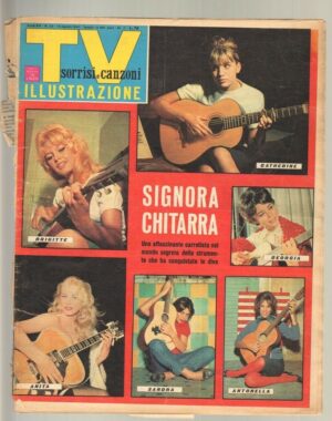 TV Sorrisi e Canzoni anno 1965 n. 33 - 15 Agosto in copertina Signora Chitarra