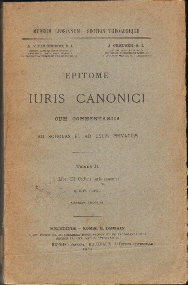 EPITOME-IURIS-CANONICI-cum-commentariis-ad-scholas-TOMUS-II-ed-1934-Dessain-111767159129