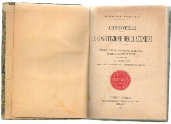 LA-COSTITUZIONE-DEGLI-ATENIESI-di-Aristotele-ed-1891-Hoepli-121763409729