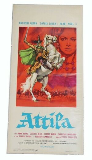 Locandina Originale 1964. ATTILA con Anthony Quinn, Sophia Loren e Henri Vidal.